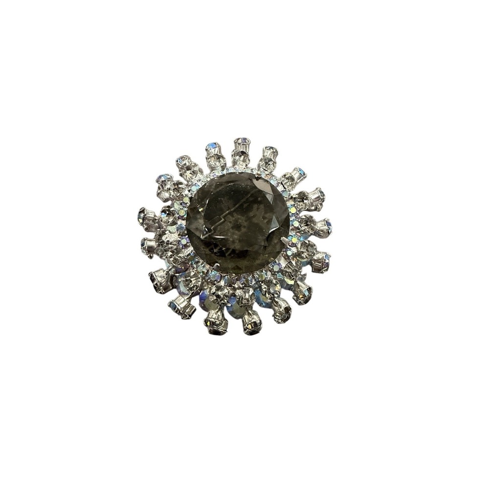 D&E Juliana Domed, Layered Aurora Borealis Rhinestone Brooch